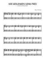 Téléchargez l'arrangement pour piano de la partition de Traditionnel-Die-gedanken-sind-frei en PDF
